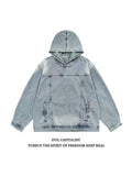 Washed retro denim hooded loose sweater jacket trendy hooded jacket men and women high street loose handsome jacket