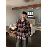 Korean American fashion brand retro shirt men's  spring and autumn new casual Japanese style versatile niche long-sleeved top