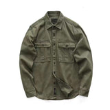 men’s fashion Shirt Men's New Ins Versatile Casual Shirt Japanese Pure Cotton Loose American Retro Army Green Shirt Jacket