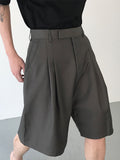 Summer suit shorts men's loose straight high-end casual shorts men's Korean style trendy drape pants