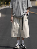 Seven-point pants Japanese retro men's loose knee-length shorts  summer new solid color casual seven-point wide-leg pants