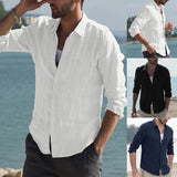 men’s fashion Pure Cotton Solid Color Long-Sleeved Shirt Men's Youth Casual Cardigan Shirt Men's Coat Promotion