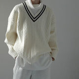 classy outfits men Preppy Style V-neck Sweater Men's Suit Ins Winter New Loose All-Match Sweater Niche Sweater