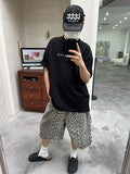 American retro leopard camouflage casual shorts men's summer new straight tube versatile design niche wide-leg shorts