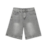 Small old washed high-end denim shorts men's summer new loose slim straight shorts retro pants