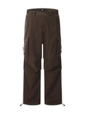 American retro pleated overalls for men, spring and autumn new loose multi-pocket design, straight-leg casual trousers