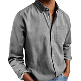 black men fashion urban E-Commerce New Men's Shirt New Long-Sleeved Lapel Men's Shirt