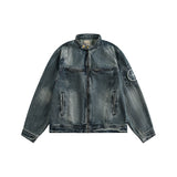 Retro washed distressed denim jacket for boys new American high street loose handsome workwear jacket tops