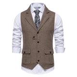 men’s fashion Men's Men's Herringbone Tweed Suit Vest Retro Lapel Vest Men's Vest