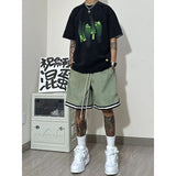 American design drawstring casual shorts men summer trend hiphop retro all-match loose straight shorts