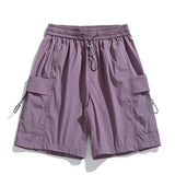 summer new casual shorts trend dopamine solid color loose beach pants multi-pocket versatile pants