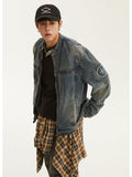 Retro washed distressed denim jacket for boys new American high street loose handsome workwear jacket tops