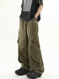 American retro workwear paratrooper pants men summer new design wide-leg pants loose straight casual pants