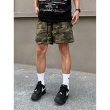 American retro camouflage work shorts men's summer new high street fashion loose straight casual drawstring shorts