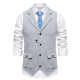 men’s fashion Men's Men's Herringbone Tweed Suit Vest Retro Lapel Vest Men's Vest