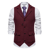 men’s fashion Men's Men's Herringbone Tweed Suit Vest Retro Lapel Vest Men's Vest