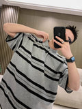 summer new men's lapel simple striped POLO shirt Korean style fashionable all-match men's short-sleeved top trend