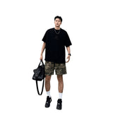 American retro camouflage work shorts men's summer new high street fashion loose straight casual drawstring shorts