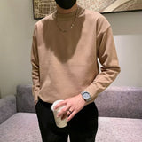 mens fashion Spring and Autumn New Pure Color Sweater Men's Fresh round Neck Basic Long Sleeve Youth Casual Drop Shoulder Bottoming Shirt