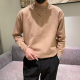 mens fashion Spring and Autumn New Pure Color Sweater Men's Fresh round Neck Basic Long Sleeve Youth Casual Drop Shoulder Bottoming Shirt