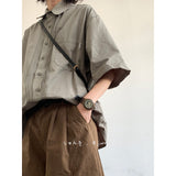 Japanese retro niche short-sleeved shirt men's summer new design silhouette vintage shirt jacket top