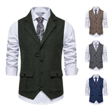 Eoior men’s fashion Men's Men's Herringbone Tweed Suit Vest Retro Lapel Vest Men's Vest