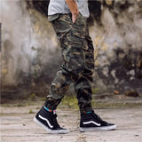 High street style tapered leggings camouflage jogging workwear functional multi-pocket cuffed pants trendy men's slim fit casual pants