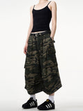 American retro camouflage workwear jeans men's summer new trendy straight loose wide-leg cropped pants