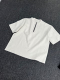 American trendy brand niche simple cotton short-sleeved T-shirt men's summer new loose street half-zip short-sleeved top