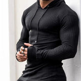 mens clothing styles Men's Muscle Fitness Spring and Autumn Slim Training Clothes Knitted Long-Sleeved Hoodie Pullover Jacket