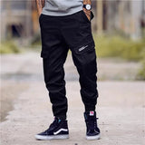 High street style tapered leggings camouflage jogging workwear functional multi-pocket cuffed pants trendy men's slim fit casual pants