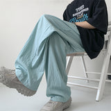 Japanese lazy style casual pants men summer new loose straight wide leg drape Yamamoto pants long pants