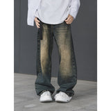 Washed distressed vintage jeans men summer new loose casual versatile wasteland style mopping long pants