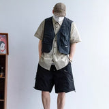 Japanese retro short workwear vest for boys spring and autumn new style college style camera function jacket top