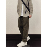 black men fashion urban Spring and Summer New Drawstring Elastic Waist Loose Army Green Casual Straight Trousers Overalls Men