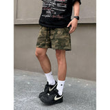 American retro camouflage work shorts men's summer new high street fashion loose straight casual drawstring shorts