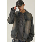 retro washed distressed denim jacket men spring and autumn new loose casual jacket men's tops