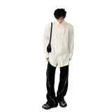 High-end cleanfit padded shoulder long-sleeved shirt for boys, handsome, niche, cold, straight shoulder shirt jacket top