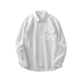 American heavyweight work shirt long sleeve men's spring and autumn pocket high-grade white shirt jacket free ironing anti-wrinkle tide