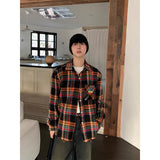 Korean American fashion brand retro shirt men's  spring and autumn new casual Japanese style versatile niche long-sleeved top