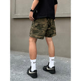 American retro camouflage work shorts men's summer new high street fashion loose straight casual drawstring shorts