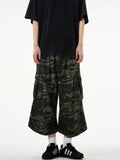 American retro camouflage workwear jeans men's summer new trendy straight loose wide-leg cropped pants