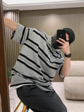 summer new men's lapel simple striped POLO shirt Korean style fashionable all-match men's short-sleeved top trend