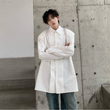 High-end cleanfit padded shoulder long-sleeved shirt for boys, handsome, niche, cold, straight shoulder shirt jacket top