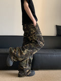 Street high street loose straight large pocket overalls men's summer new high waist camouflage hiphop casual pants