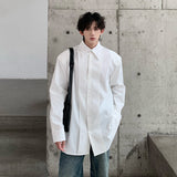 High-end cleanfit padded shoulder long-sleeved shirt for boys, handsome, niche, cold, straight shoulder shirt jacket top