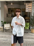 Pure white shirt short sleeves boyish feeling men's summer Korean version casual versatile Japanese style Hong Kong style high quality new trend