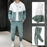 Eoior  Fashion Casual Hip Hop Street Set Splice Men's Set Embroidery Spring and Autumn New Breathable Sports Hoodie Two Piece Pants