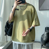 Eoior  Men Summer Quality T Shirts Manual Suture Harajuku Casual Tshirt For Male New Neutral Oversize Tees Short Sleeve Tops