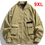 Eoior Plus Size 9XL Baseball Jacket Men Spring Autumn Bomber Jackets Cargo Coat Fashion Casual Loose Jackets Male Outerwear Khaki